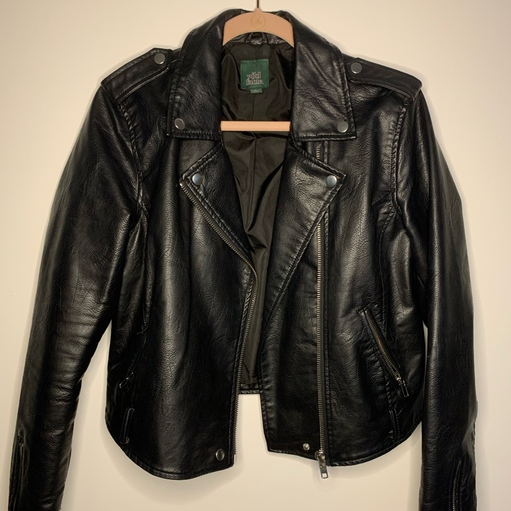 Wild Fable Faux Leather Black Motorcycle Jacket